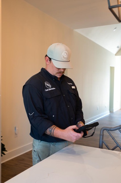 Clark technician arriving at a customer's front door